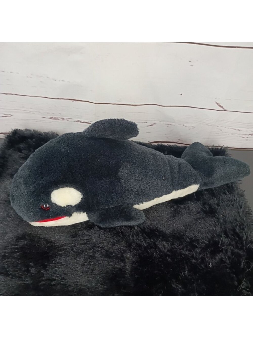 Sea World 1991 Orca Plush Whale Toy Black & White 12" Stuffed Animal Vintage Col